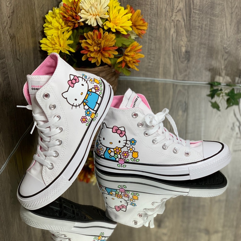🌸 CONVERSE & Hello Kitty CTAS Canvas HI  white/pi